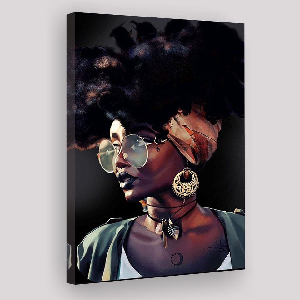 African Woman Canvas Print Gold & Black Modern Wall Art, Canvas Painting, Canvas Print Wall Art Decor
