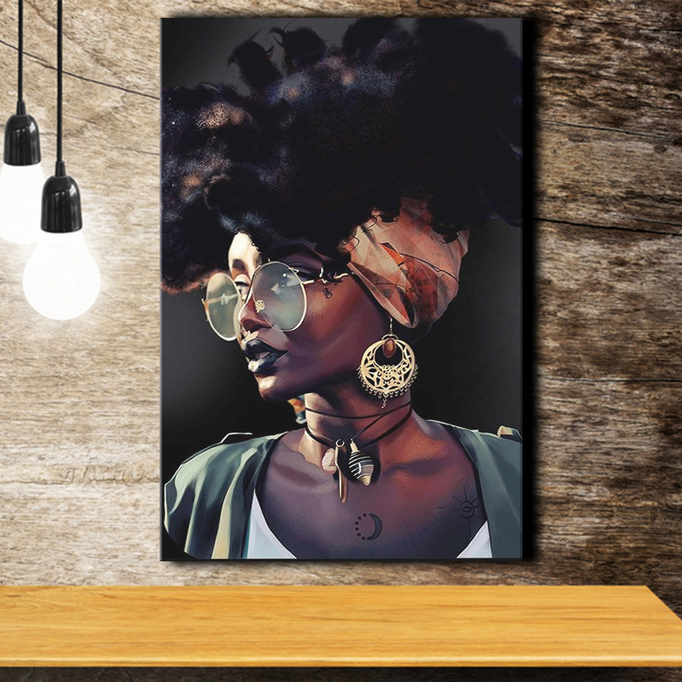 African Woman Canvas Print Gold & Black Modern Wall Art, Canvas Painting, Canvas Print Wall Art Decor