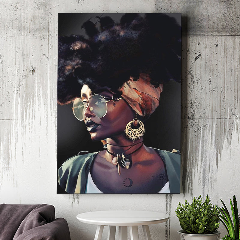 African Woman Canvas Print Gold & Black Modern Wall Art, Canvas Painting, Canvas Print Wall Art Decor