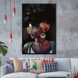 African Woman Print Gold & Black Modern Wall Art,Framed Art Prints Wall Decor, Picture Framed