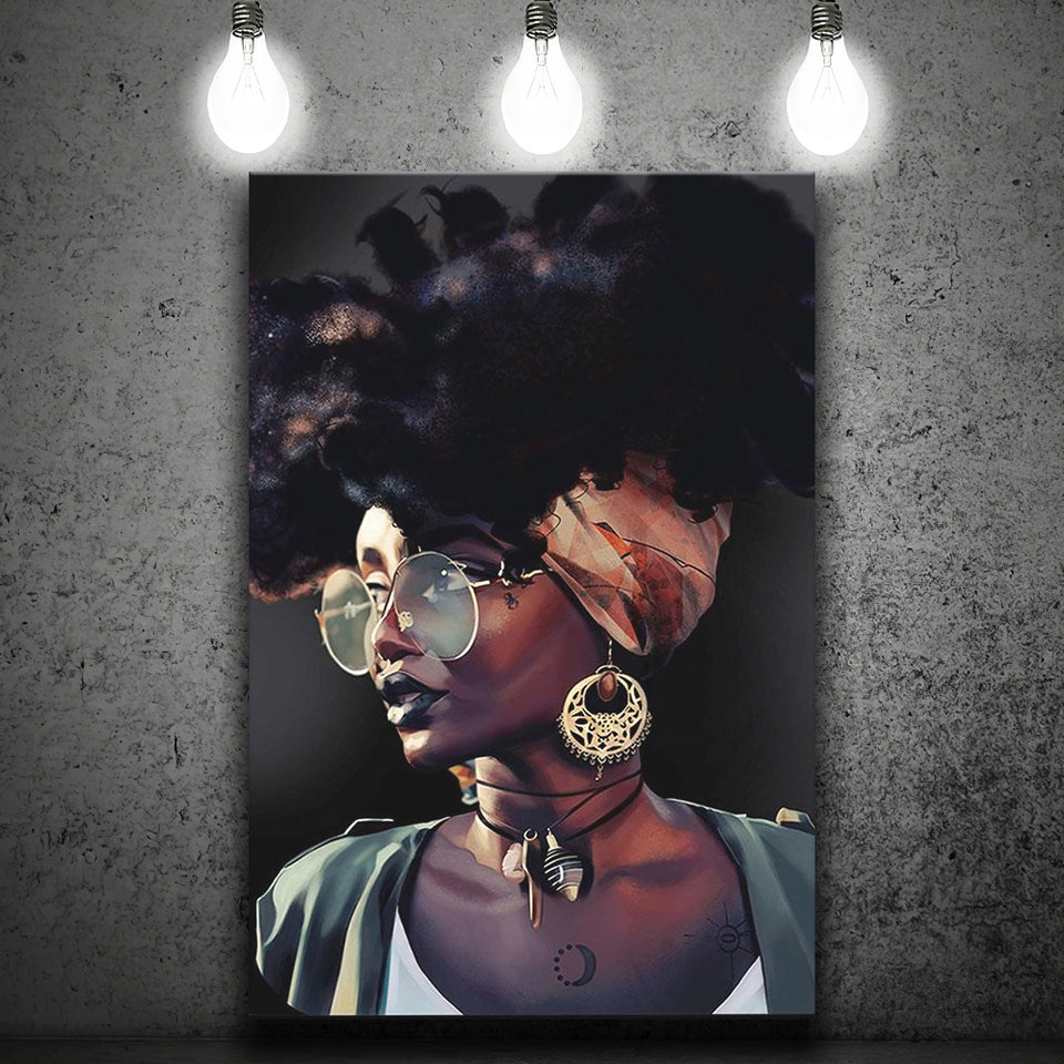 African Woman Canvas Print Gold & Black Modern Wall Art, Canvas Painting, Canvas Print Wall Art Decor