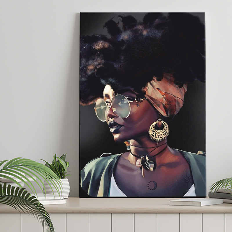 African Woman Canvas Print Gold & Black Modern Wall Art, Canvas Painting, Canvas Print Wall Art Decor