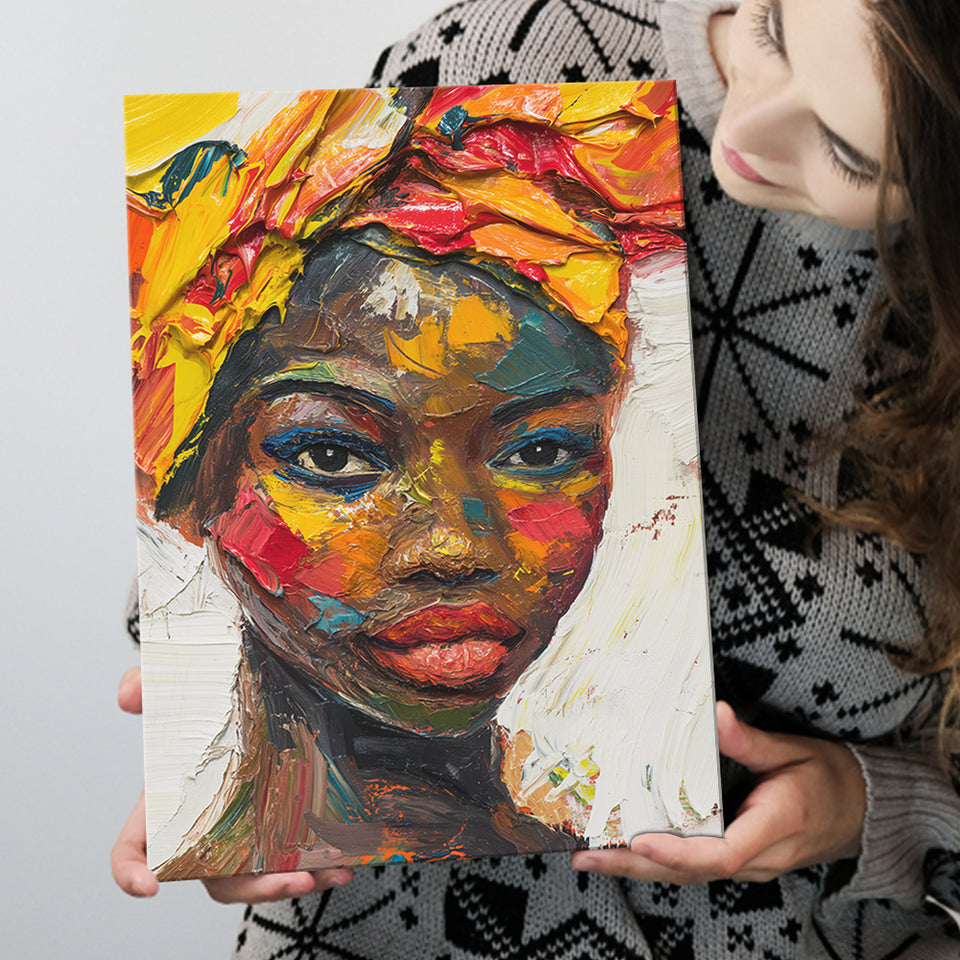 African Woman Portrait Oil Painting, Canvas Prints Wall Art Home Decor, Painting Canvas Art