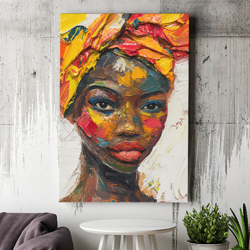 African Woman Portrait Oil Painting, Canvas Prints Wall Art Home Decor, Painting Canvas Art