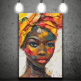 African Woman Portrait Oil Painting, Canvas Prints Wall Art Home Decor, Painting Canvas Art