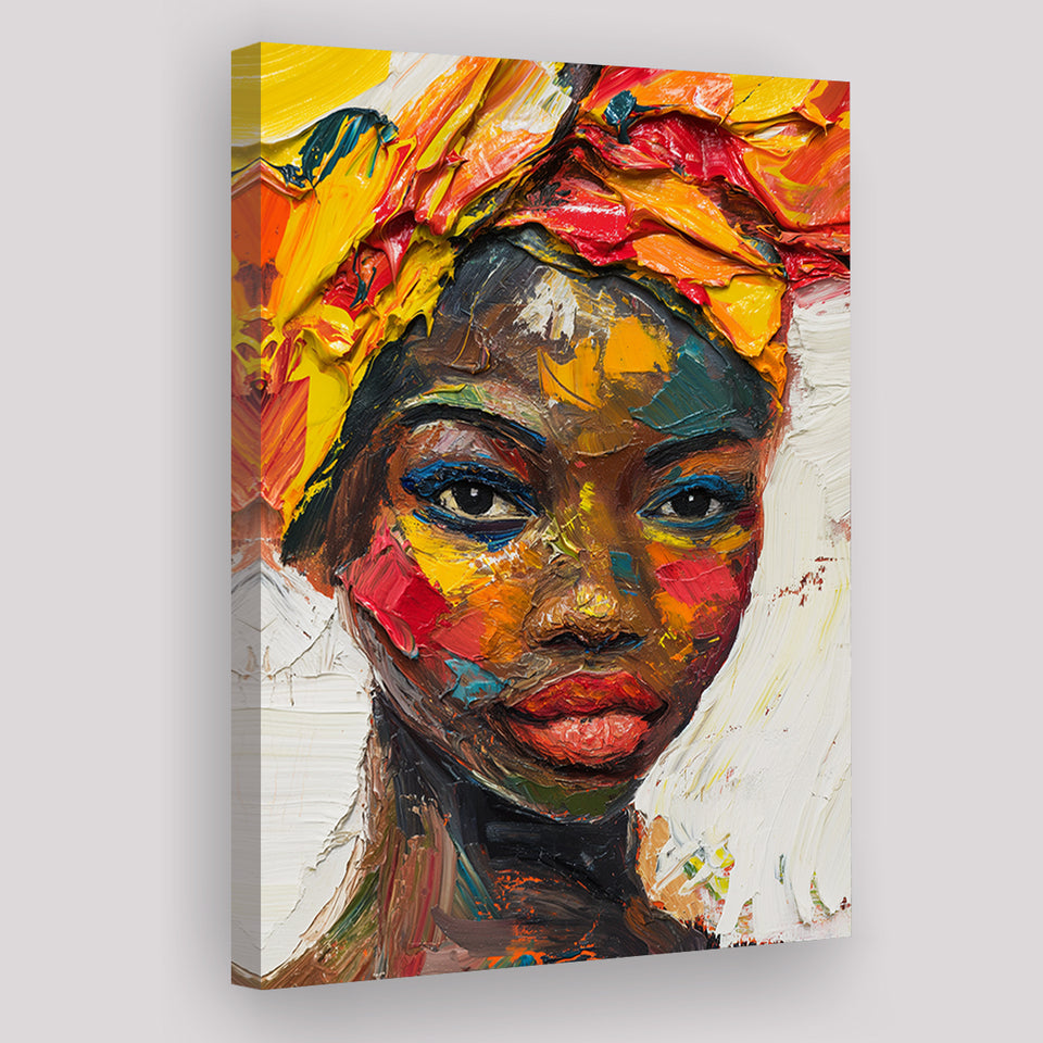 African Woman Portrait Oil Painting, Canvas Prints Wall Art Home Decor, Painting Canvas Art