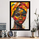African Woman Portrait Oil Painting, Framed Art Prints Wall Decor, Picture Framed Painting