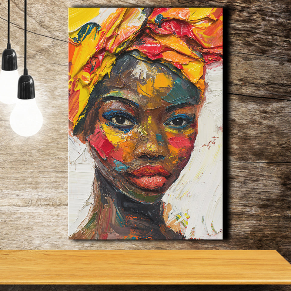 African Woman Portrait Oil Painting, Canvas Prints Wall Art Home Decor, Painting Canvas Art