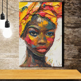 African Woman Portrait Oil Painting, Canvas Prints Wall Art Home Decor, Painting Canvas Art