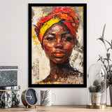 African Woman Portrait Painting Art, Framed Art Prints Wall Decor, Picture Framed Painting