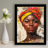 African Woman Portrait Painting Art, Framed Art Prints Wall Decor, Picture Framed Painting