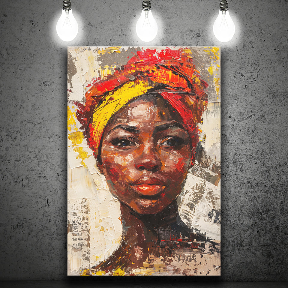 African Woman Portrait Painting Art, Canvas Prints Wall Art Home Decor, Painting Canvas Art