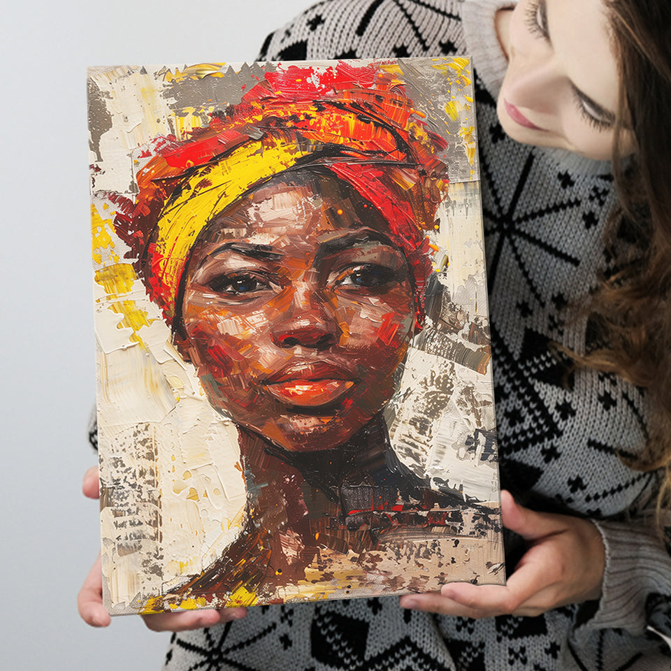 African Woman Portrait Painting Art, Canvas Prints Wall Art Home Decor, Painting Canvas Art