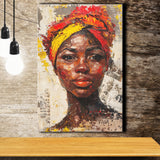 African Woman Portrait Painting Art, Canvas Prints Wall Art Home Decor, Painting Canvas Art