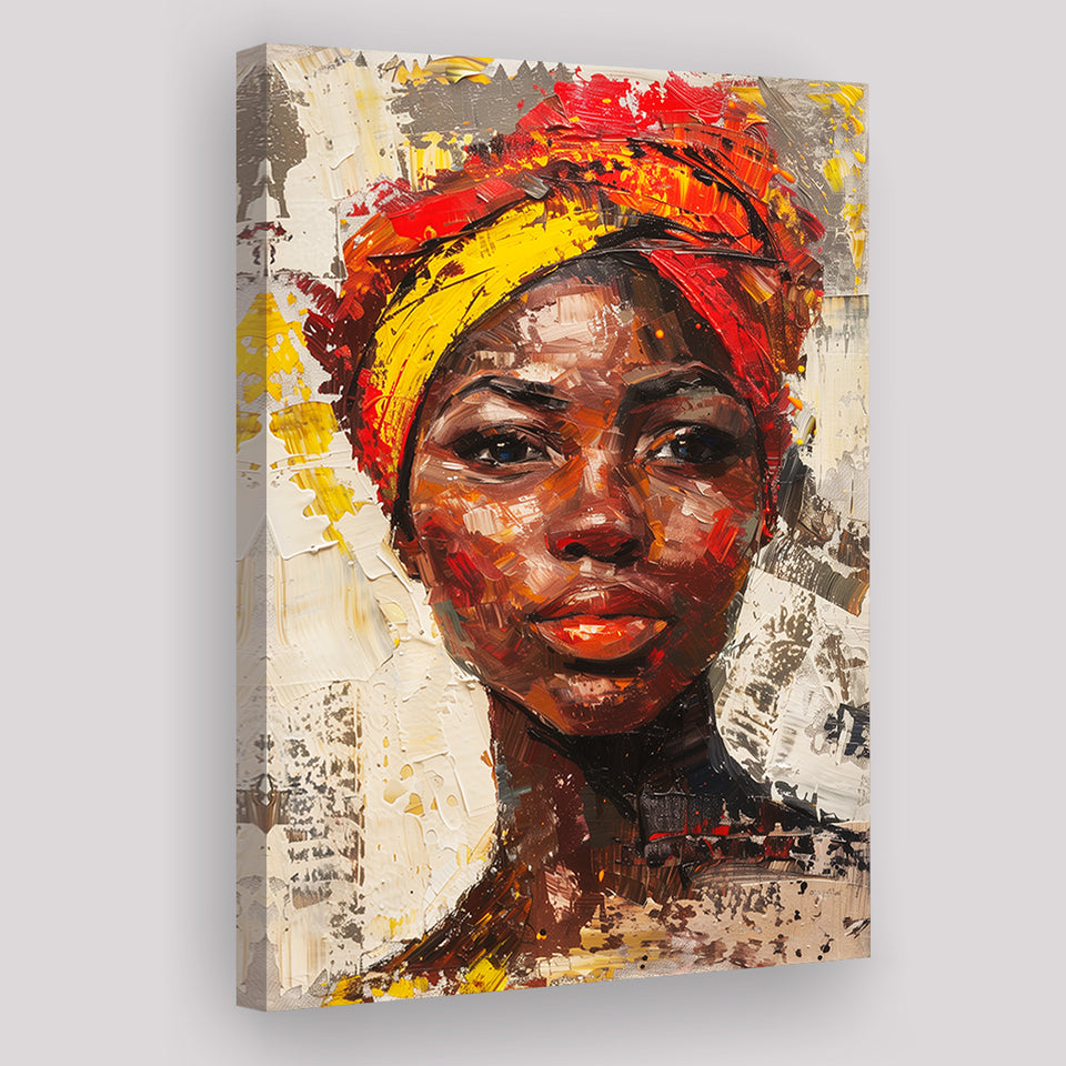 African Woman Portrait Painting Art, Canvas Prints Wall Art Home Decor, Painting Canvas Art