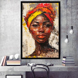 African Woman Portrait Painting Art, Framed Art Prints Wall Decor, Picture Framed Painting