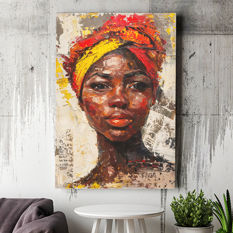 African Woman Portrait Painting Art, Canvas Prints Wall Art Home Decor, Painting Canvas Art