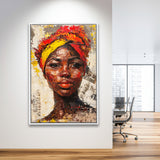 African Woman Portrait Painting Art, Framed Canvas Prints Wall Art Decor, Floarting Frame Painting Canvas Art