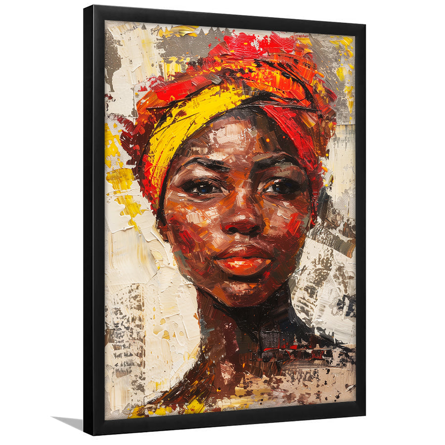 African Woman Portrait Painting Art, Framed Art Prints Wall Decor, Picture Framed Painting
