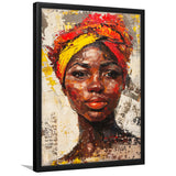 African Woman Portrait Painting Art, Framed Art Prints Wall Decor, Picture Framed Painting