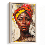 African Woman Portrait Painting Art, Framed Canvas Prints Wall Art Decor, Floarting Frame Painting Canvas Art