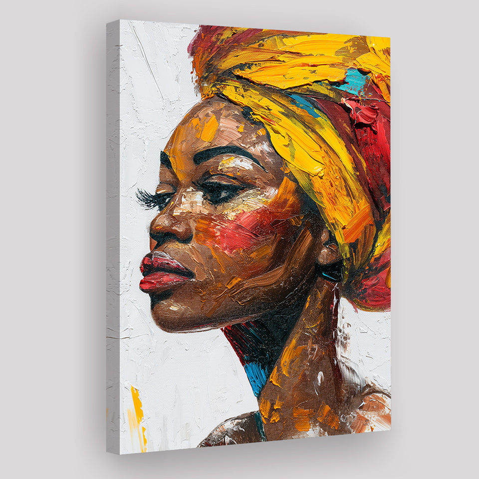 African Woman Portrait Unique Art Oil Painting, Canvas Prints Wall Art Home Decor, Painting Canvas Art