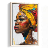 African Woman Portrait Unique Art Oil Painting, Framed Canvas Prints Wall Art Decor, Floarting Frame Painting Canvas Art
