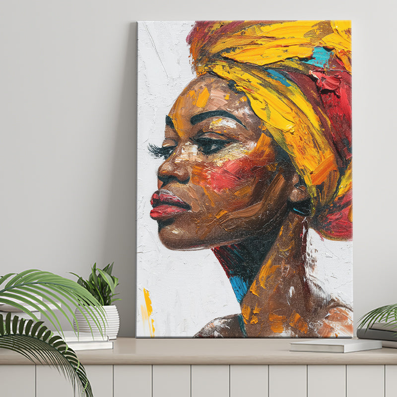 African Woman Portrait Unique Art Oil Painting, Canvas Prints Wall Art Home Decor, Painting Canvas Art
