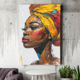 African Woman Portrait Unique Art Oil Painting, Canvas Prints Wall Art Home Decor, Painting Canvas Art