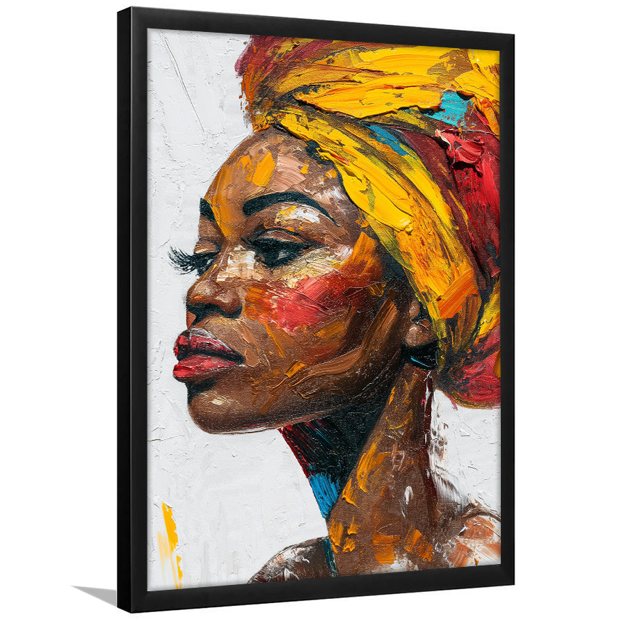 African Woman Portrait Unique Art Oil Painting, Framed Art Prints Wall Decor, Picture Framed Painting