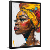 African Woman Portrait Unique Art Oil Painting, Framed Art Prints Wall Decor, Picture Framed Painting