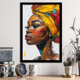 African Woman Portrait Unique Art Oil Painting, Framed Art Prints Wall Decor, Picture Framed Painting