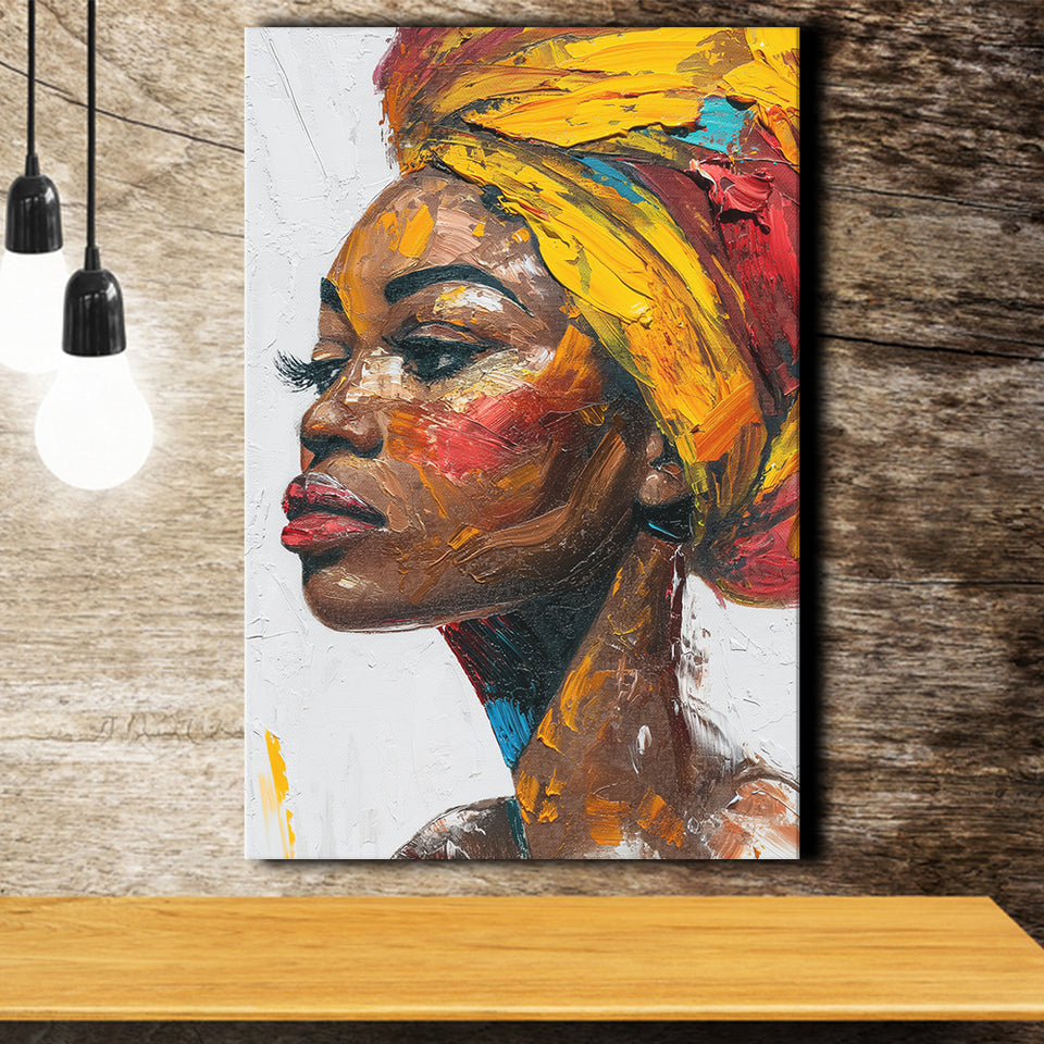 African Woman Portrait Unique Art Oil Painting, Canvas Prints Wall Art Home Decor, Painting Canvas Art