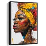 African Woman Portrait Unique Art Oil Painting, Framed Canvas Prints Wall Art Decor, Floarting Frame Painting Canvas Art