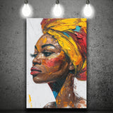 African Woman Portrait Unique Art Oil Painting, Canvas Prints Wall Art Home Decor, Painting Canvas Art