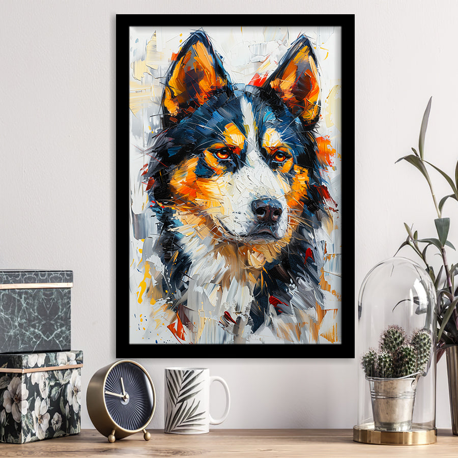 Alaskan Malamute Dog Portrait Painting, Pet Lover Art, Framed Art Prints Wall Art Decor, Framed Picture Print