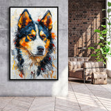 Alaskan Malamute Dog Portrait Painting, Pet Lover Art, Framed Canvas Prints Wall Art Decor, Floating Frame