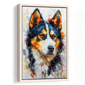 Alaskan Malamute Dog Portrait Painting, Pet Lover Art, Framed Canvas Prints Wall Art Decor, Floating Frame