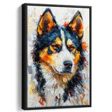 Alaskan Malamute Dog Portrait Painting, Pet Lover Art, Framed Canvas Prints Wall Art Decor, Floating Frame