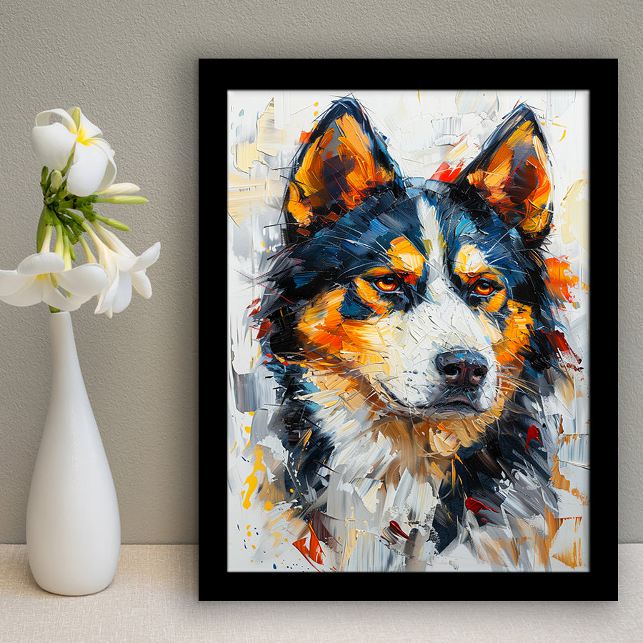 Alaskan Malamute Dog Portrait Painting, Pet Lover Art, Framed Art Prints Wall Art Decor, Framed Picture Print