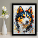 Alaskan Malamute Dog Portrait Painting, Pet Lover Art, Framed Art Prints Wall Art Decor, Framed Picture Print