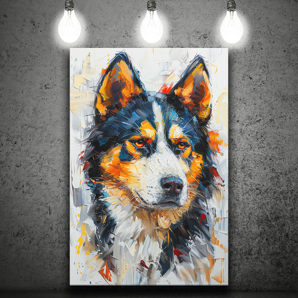 Alaskan Malamute Dog Portrait Painting, Pet Lover Art, Canvas Prints Wall Art Decor, Painting Canvas