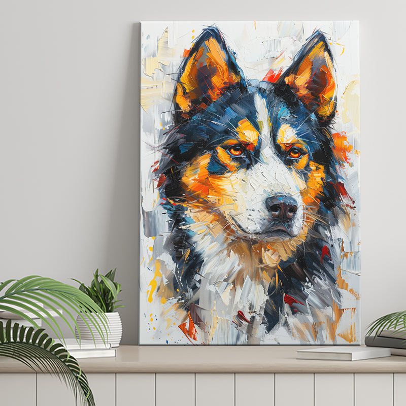 Alaskan Malamute Dog Portrait Painting, Pet Lover Art, Canvas Prints Wall Art Decor, Painting Canvas