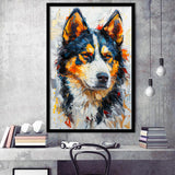 Alaskan Malamute Dog Portrait Painting, Pet Lover Art, Framed Art Prints Wall Art Decor, Framed Picture Print