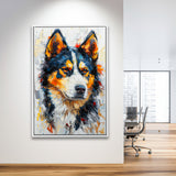 Alaskan Malamute Dog Portrait Painting, Pet Lover Art, Framed Canvas Prints Wall Art Decor, Floating Frame