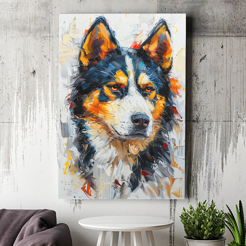 Alaskan Malamute Dog Portrait Painting, Pet Lover Art, Canvas Prints Wall Art Decor, Painting Canvas