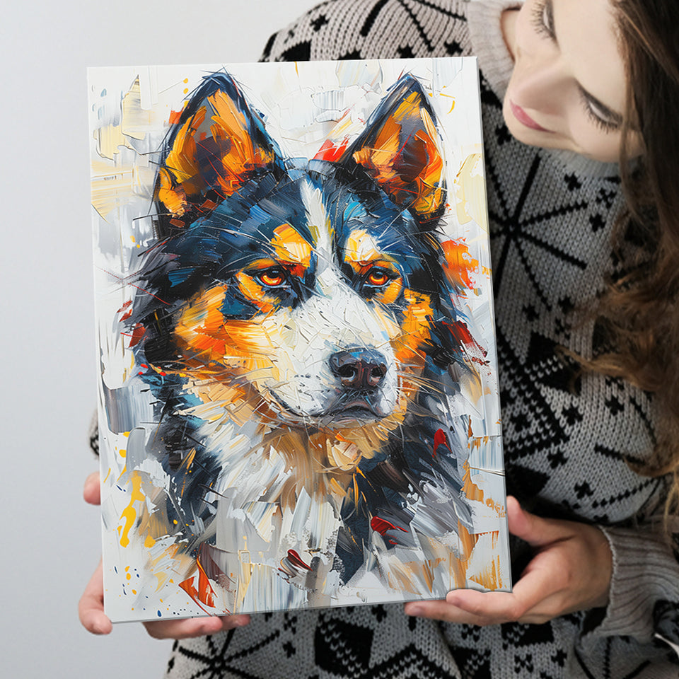 Alaskan Malamute Dog Portrait Painting, Pet Lover Art, Canvas Prints Wall Art Decor, Painting Canvas