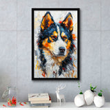 Alaskan Malamute Dog Portrait Painting, Pet Lover Art, Framed Canvas Prints Wall Art Decor, Floating Frame