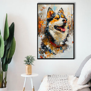 Alaskan Malamute Painting Portrait, Pet Lover Art, Framed Canvas Prints Wall Art Decor, Floating Frame