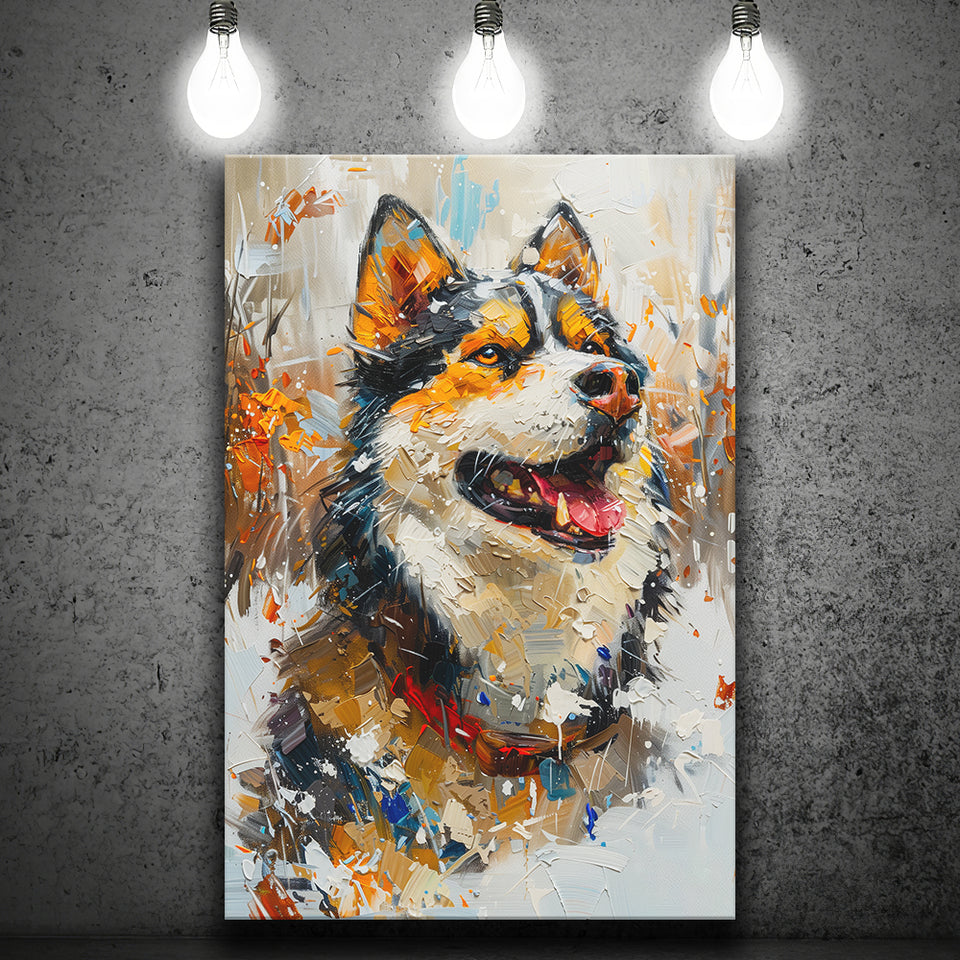 Alaskan Malamute Painting Portrait, Pet Lover Art, Canvas Prints Wall Art Decor, Painting Canvas